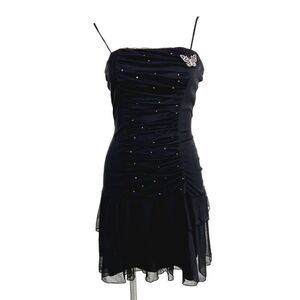 Vintage PS Per Seption black mini dress rhinestone size medium‎